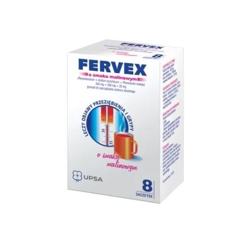 FERVEX  saszetki * 8 o smaku malinowym            