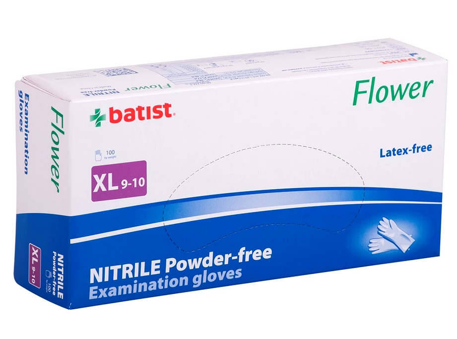 Flower Rękawice nitrylowe diagnostyczne XL, bezpudrowe, niebieskie, 100 szt. (pudeł.)  