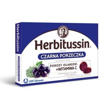 HERBITUSSIN CZARNA PORZECZKA pastylki do ssania * 12