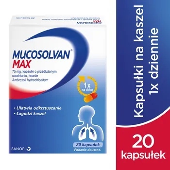 Mucosolvan Max 75 mg kapsułki o przedłużonym uwalnianiu, twarde 20 kaps.