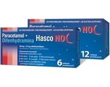 Paracetamol + Difenhydramina Hasco Noc 500 mg + 25 mg tabletki powlekane 48 sztuk