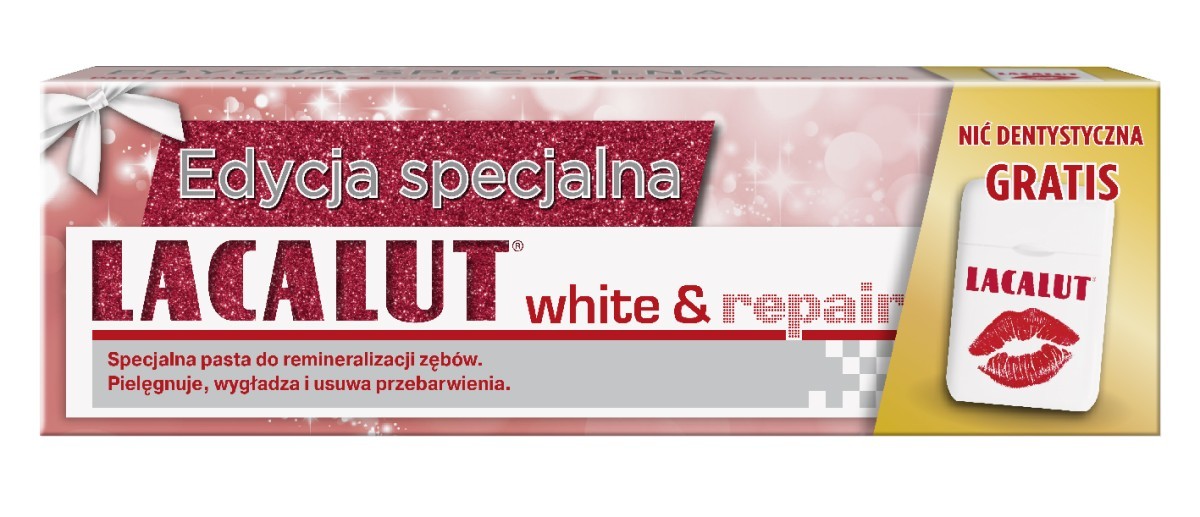 PASTA LACALUT WHITE&REPAIR 75ml + nić dent. GRATIS