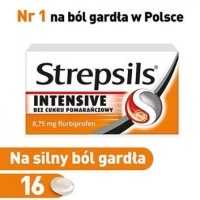 Strepsils Intensive bez cukru pomarańczowy 8,75 mg, pastylki twarde, 16 pastyl.  