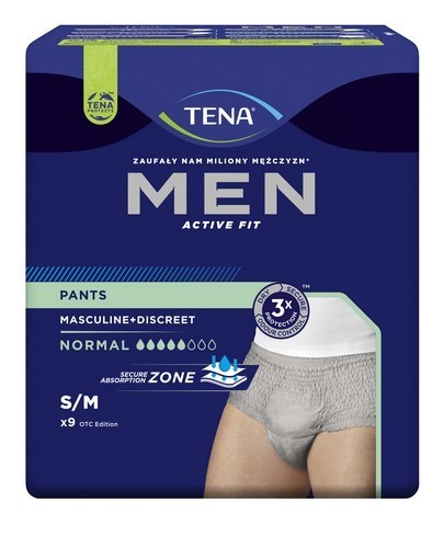 TENA PANTS MEN NORMAL GREY S/M OTC EDITION *9szt. 