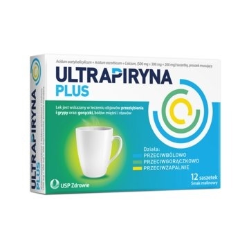 Ultrapiryna Plus 500 mg + 300 mg + 200 mg proszek musujący 12 saszetki